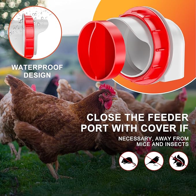 Chicken Feeders and Waterers, 4 Ports Chicken Feeder No Waste and 4 Packs Chicken Water Cups