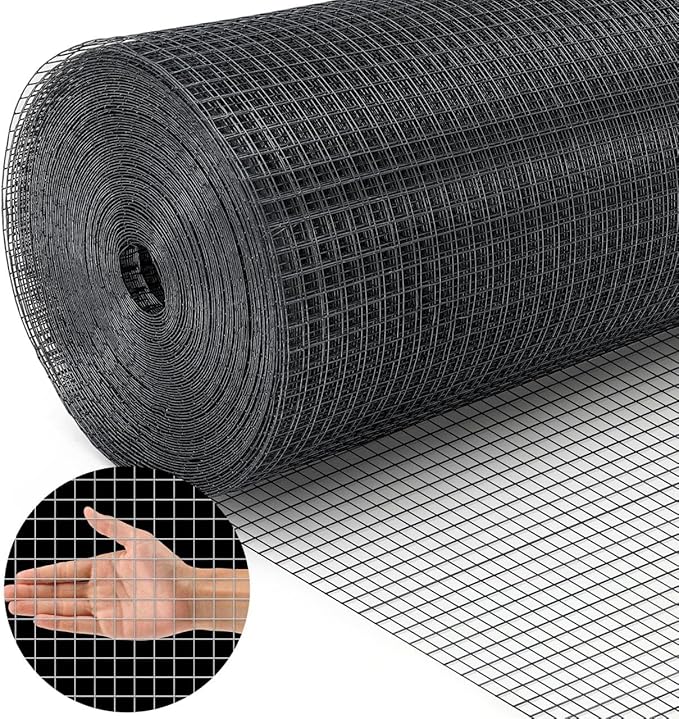 Land Guard 48 inch×100 ft Black Vinyl Coated Hardware Cloth, 19 Gauge 1/2 inch Black PVC Hardware Cloth, Black Welded Wire Fence Supports Poultry Netting Cage Fence…………