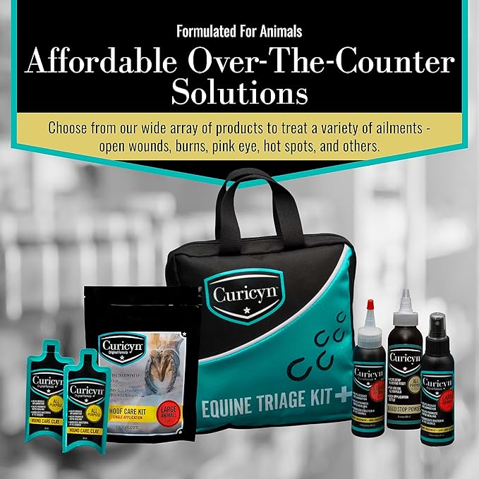 Curicyn Equine Triage Kit - 36 Piece Equine First Aid Kit for Horses - Contains Equine Emergency Essentials Including Hoof Kit - Horse First Aid Kits - Horse Emergency Necessities