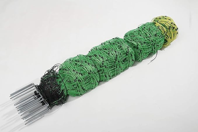 Electric Fence Net/Double Pointed Sheep Netting Fence with 3' Height x 164' Length, Green