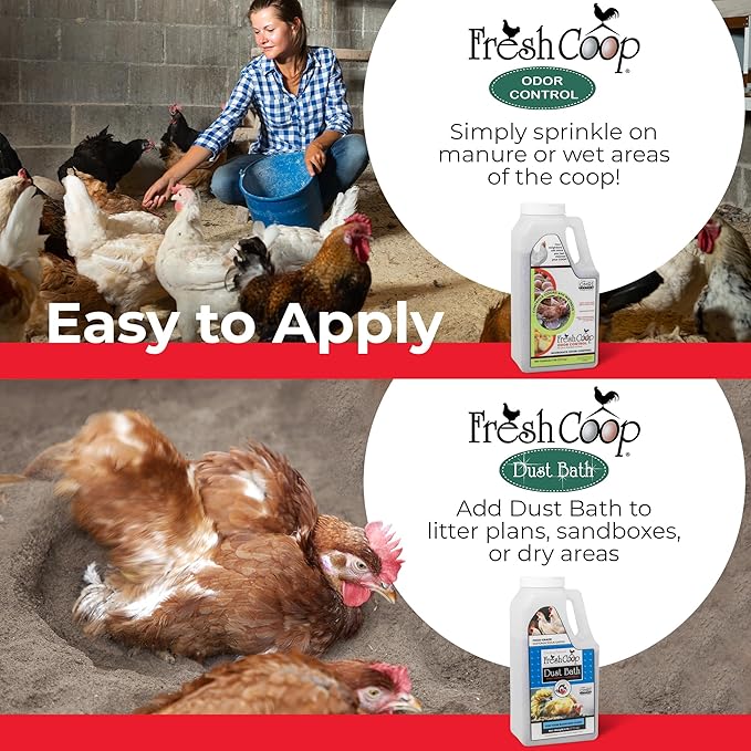 Progressive Planet Fresh Coop 7lb Odor Control + 6lb Dust Bath Bundle - Natural Coop Care for a Fresher Flock - Ammonia Neutralizer & Feather Conditioning Dust Bath - OMRI Listed, Safe for Poultry