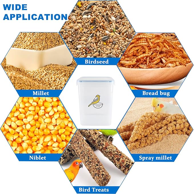 Bird Seed Storage Container,Airtight Bird Food Container-5.2L,Bird Seed Containers with Scoop,Pet Food Storage Containers for Wild Bird Seeds Dispenser |Storing Sunflower Seed|BPA Free-Blue