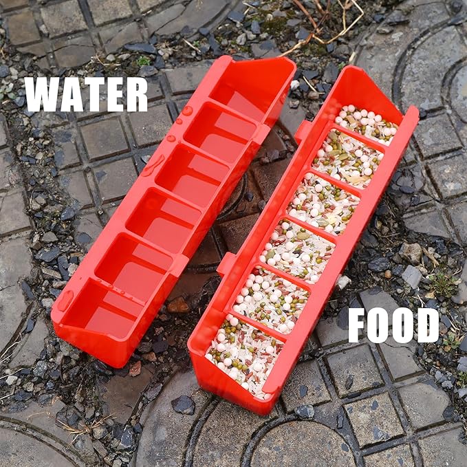 4 Pack No Mess Quail Feeder Removable 6 Slots Hanging Chicken Feeder Trough Water Trough for Pigeon Parrots Chicks Quail Duck Bird Poultry Animal
