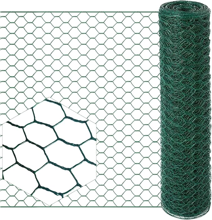 Chicken Wire for Floral Arrangements, 15.7x79in Green Mesh, 0.6in Hexagonal Galvanized PVC Coated Netting, Garden Fence for Crafts, Poultry, Plant Protection, DIY Projects
