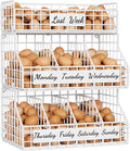 Egg Holder Countertop with 5 Dividers & Labels, 3 Tier Stackable Chicken Egg Baskets for Gathering Fresh Eggs, Egg Holder for Egg Storage, Wall-Mounted, White