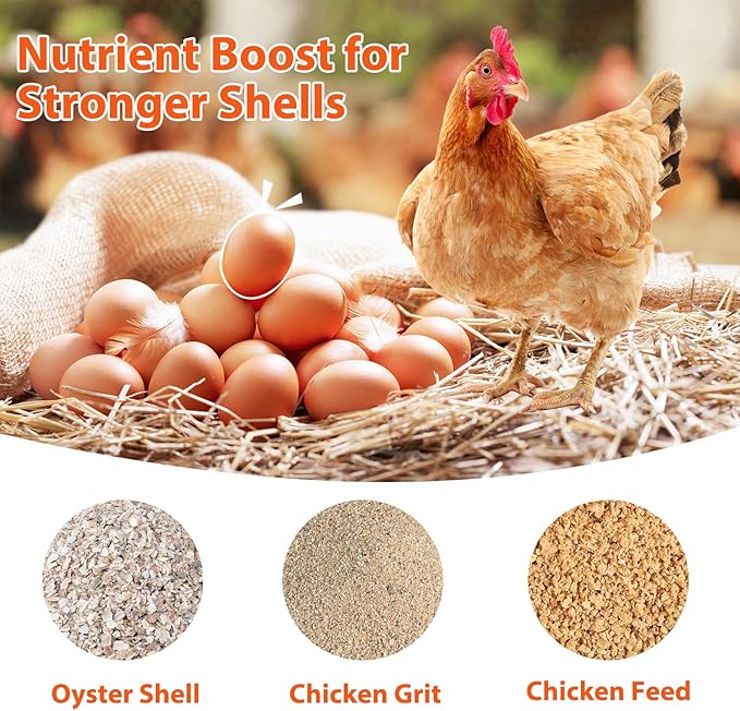 2Pack Chicken Grit Feeder, Metal Oyster Shell Feeder with Lid, Hanging Gravity Chicken Poultry Feeders Trough, Coop Accessories Supplies