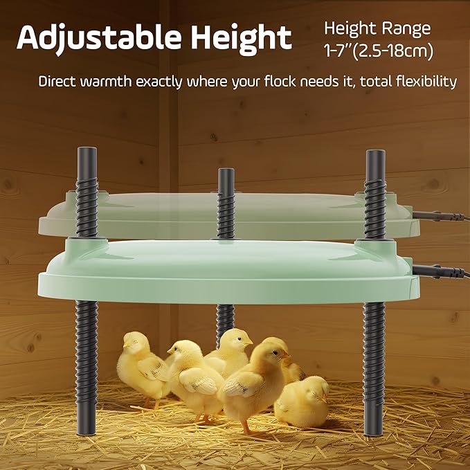Chicken Brooder Heater, Adjustable Height &Temperature, 12" Metal Heating Plate, Easy Clean, Safe Use 35Watts Chick Warmer, Coop Heater, for Home Backyard Farm Warming Chicken Quail Duck Dog Cats