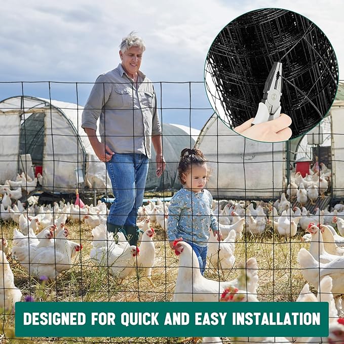Gisafai Galvanized Welded Wire Fence 4 ft X 150 ft for Dog Chicken Hog Deer Goat Cattle 16GA Garden Border PVC Coated Fencing Roll Border Yard Vegetable Plant Animals Protection Poultry Netting(Black)
