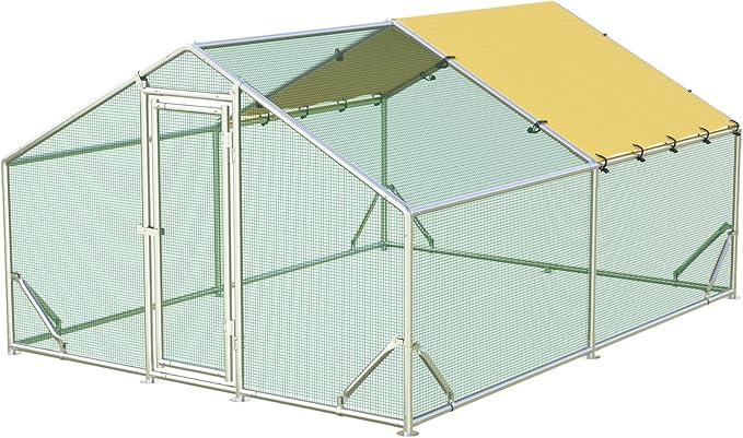 Quictent Premium Large Metal Chicken Coop Run Upgraded with Reinforced Hardware Cloth & 1.26" Galvanized Metal Tube, Walk-in Poultry Cage for Outdoor Yard Farm, Waterproof Cover, 13.1x9.8x6.6FT