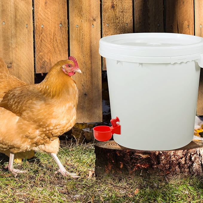Chicken Water Cups, Chicken Waterer 24 Pack, DIY Chicken Water Feeder for Poultry Gravity Filling Automatic Chicken Waterer Poultry Waterer with Hole Saw for Buckets Boxes Troughs