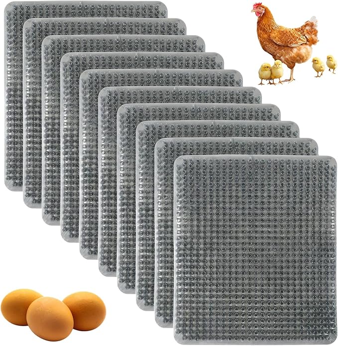10 Pcs Chicken Nesting Pads Washable 13.8 * 11.6 Nesting Box Pads for Chickens Coop Artificial Grass Rug Accessories Plastic Grass Mat for Chicken Coop Accessories(Gray)