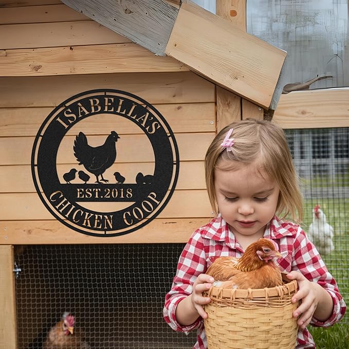 Customizable Chicken Coop Sign, Personalized Henhouse Wall Decor, Metal Farm Wall Art, Outdoor Gift for Urban Farmers, Custom Chicken House Name Sign