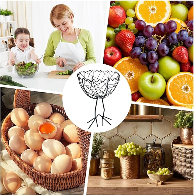Iron Mesh Storage Basket, With Vintage Farmhouse Design, 15x15x21cm, Metal Wire Collecting Basket, Fruit And Bread Holder, E Rust-Resistant Material, For Fruit, Bread, Easter, Dining, Farmhouse