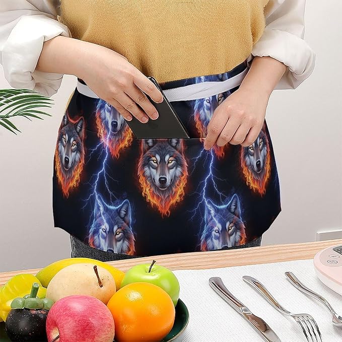 Half Apron with 3 Pockets Chef Cooking Kitchen Restaurant Aprons for Women Men