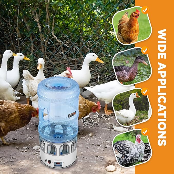 5 Gallon Chicken Waterer for Winter, Heated Chicken Waterer, Temp Controlling for Chickens, Ducks, Geese and Chicken Coop