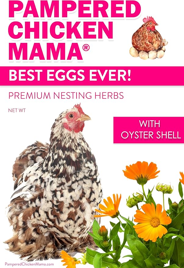Pampered Chicken Mama Best Eggs Ever! Nesting Herbs for Chickens (2 Pounds Total) for Chicken Nesting Boxes Calcium Supplement for Chickens | Chicken Feed Supplies, Hen Treats for Coops (2 Bags)