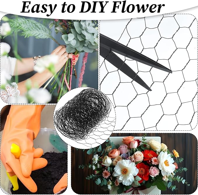 Chicken Wire for Crafts, 4.13in x 118in Sturdy Practical Chicken Wire Fence Multifunctional Wires Mesh Roll for Garden Floral Arrangements Craft Projects(Black)
