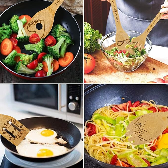 Friendship Gifts, Friend Birthday Gifts for Women Unique,Friendship Gifts for Women Funny Gifts BFF Female Bestfriend,Sister Gifts from Sister and Bestie Gifts,5PCS Friend Wooden Cooking Spoons