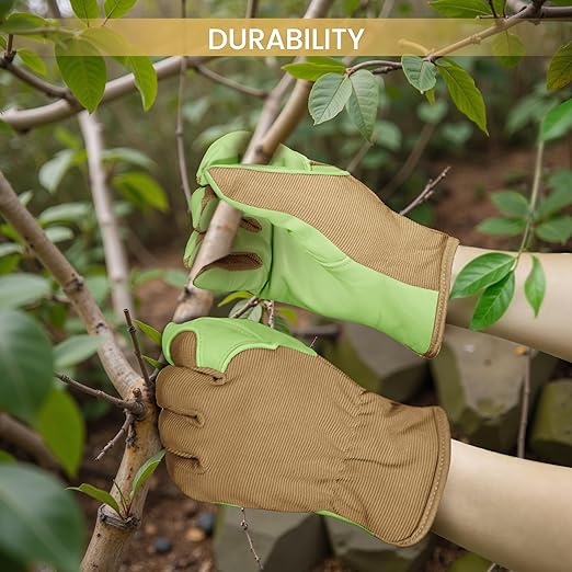 Gardening Gloves, Garden Gloves for Women and Men, Thorn Proof Working Gloves, Durable Leather Work Garden Gloves for Yard & Outdoor Work, Green, XL