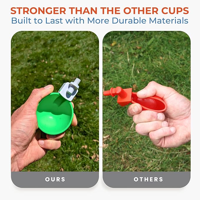 Lil'Clucker - Large Automatic Chicken Waterer Cups Suitable for Ducks, Geese, Turkeys, and Bunny Rabbit - Water Feeder Kit - Poultry Waterer (Green, 8 Pack)