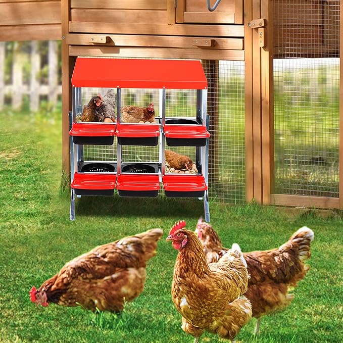 Metal Nesting Box for Chickens (8 Holes) - Heavy Duty Galvanized Steel Hen Laying Box, Outdoor Poultry Nest for Hens, Farm & Ranch Poultry Habitat Supplies