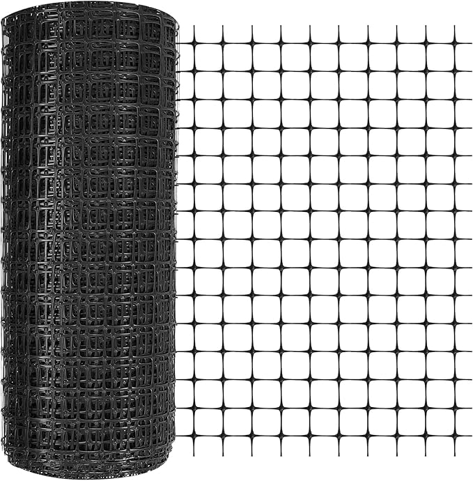 Preboun 2 x 164 ft Plastic Mesh Fence Plastic Safety Fence Roll Reusable Animal Construction Barrier Netting Temporary Pool Fencing Snow Fences for Construction Animal Garden Fencing(Black)