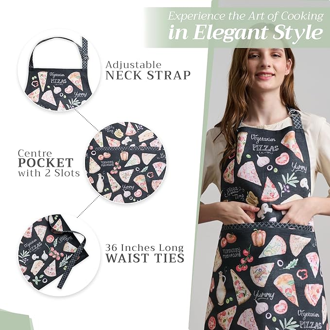 Maison d' Hermine 100% Cotton Apron for women with Pocket Kitchen Chef Apron for Men Cooking Easter Decorations