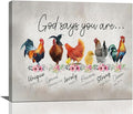 banonaty Rooster Kitchen Decor Wall Art Rustic Farmhouse Chicken Pictures Wall Decor Country God Says You Are Canvas Prints Framed Artwork Home Office Decorations For Bathroom Dinning Room 24""x20""