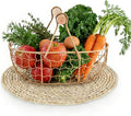 Kitchen Decor Chicken Egg Basket: Egg Basket for Gathering Fresh Eggs, Farmhouse Small Vintage Style Wire Fruit Bread Fresh Egg Holder Countertop, Egg Collecting Basket (Coffee)