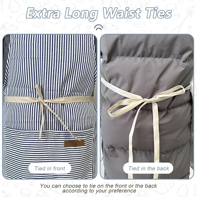 ATROPOS 2 Pieces Aprons for Women with Pockets, Aprons for Men, Womens Kitchen Apron, Cooking Apron Adjustable Bib Chef Apron(Unisex)