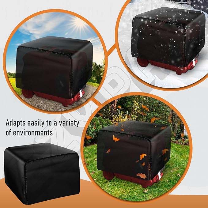 Generator Cover for Predator 5000 Watt Inverter - Heavy Duty Thicken 600D Polyester with Elastic Drawstring, all Weather Generator Cover - Black Water Resistant
