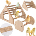 2Pack Wood Chick Perch Stand with Rope, Larbeti Chick Roosting Bar for Brooder with Holes Coop Chicken Jungle Gym Wooden Chicken Training Perch Stand Toy for Poultry, Bird, Parrot, Pigeon