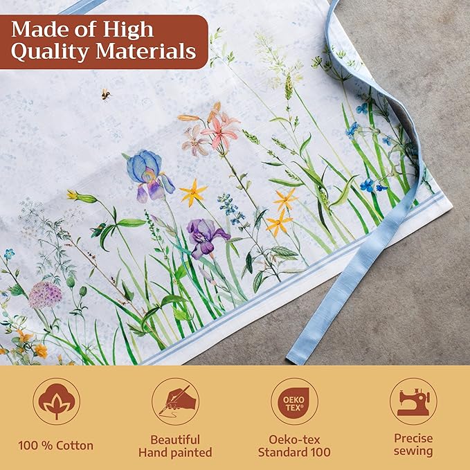 Maison d' Hermine 100% Cotton Apron for women with Pocket Kitchen Chef Apron for Men Cooking Easter Decorations