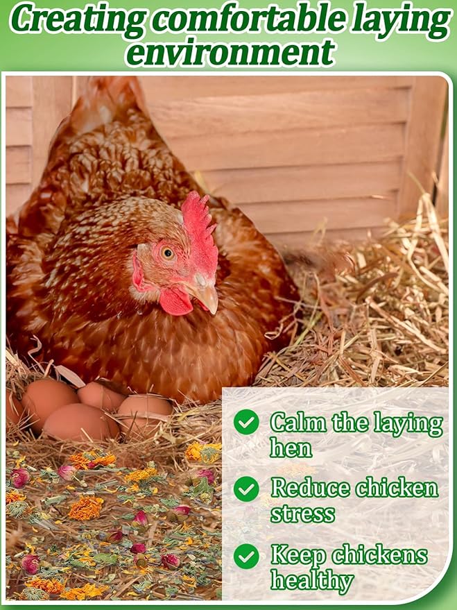Chicken Nesting Herbs for Outdoor Indoor Chicken Coop - 20OZ Natural Egg-Laying Box Feed Herbs for Freshening Bedding Promote Egg Production