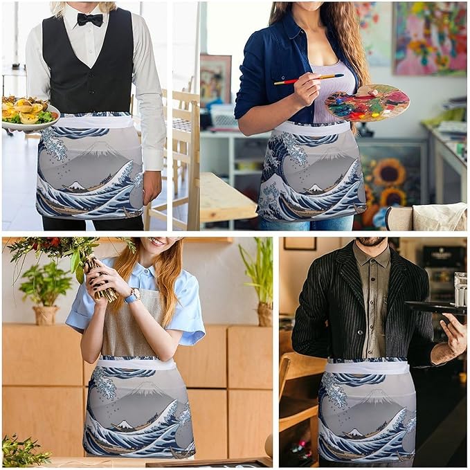 Short 3 Pockets Waist Waiter Waitress Half Apron Waterproof Chef Aprons