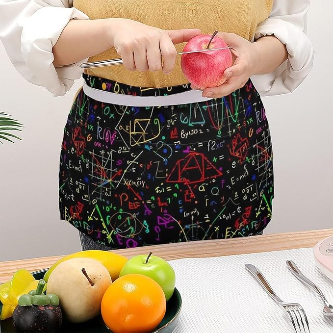 Unisex Chef Waiter Apron Waist Half Short Serving Aprons with 3 Pockets