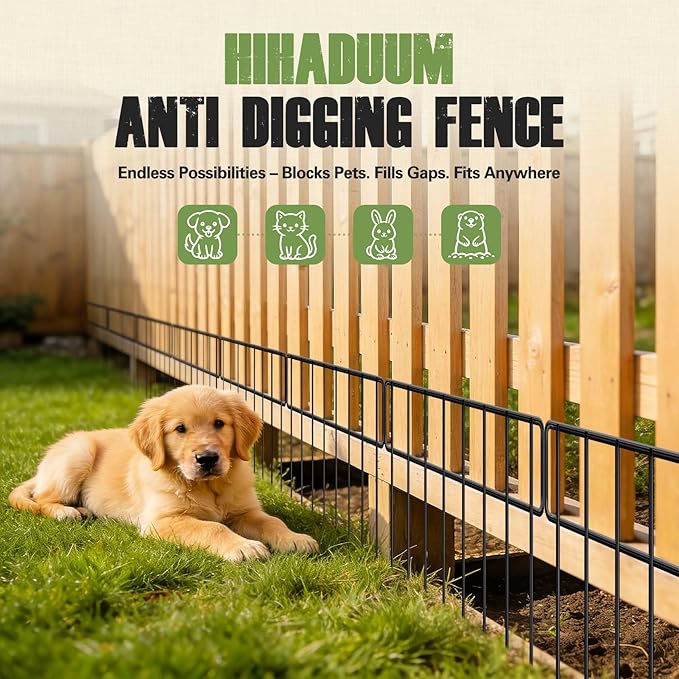 42.5FT Garden Fence Animal Barrier - 30 Pack No Dig Fence Panels Dog Fence, Rustproof Metal Anti Digging Barrier Garden Edging Border, Outdoor Animal Barrier Fencing for Yard, Rabbit, Patio