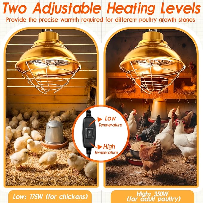 VIHOSE 2 Pcs 350 W Carbon Fiber Chicken Coop Brooder Heat Lamp, 160 W Radiant Heat Flat Panel Chicken Coop Heaters with Adjustable Temperature Controller, for Chick, Duck, Rabbit Dog and Poultry