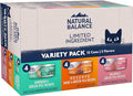 Natural Balance Limited Ingredient Cat Food Variety Pack - Chicken, Salmon and Duck with Green Pea Recipes, Soft Pate Wet Digestion Cat Food for Sensitive Stomach, 3 oz., Case of 12