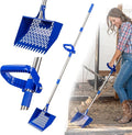 Chicken Poop Scooper with Adjustable Handle – 2-in-1 Chicken Coop Rake & Sand Sifting Shovel – Heavy Duty Metal Litter Scooper for Chicken Coop Cleaning, Sand, Hemp, Coffee Bedding