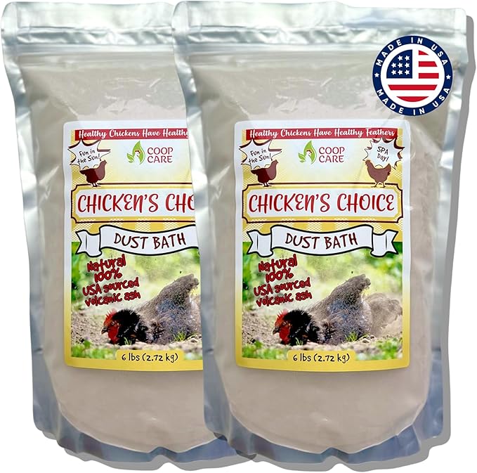 Chicken's Choice Chicken Dust Bath, 6 lb Natural Volcanic Ash Dust Bath for Chickens. Dust Mix for Healthy Chickens, Chinchillas, Small Animals. Made in The USA. Coop Accessories