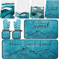 10 Pcs Landscape Kitchen Dish Towels Rugs Oven Mitts and Pot Holders Set Farmhouse Kitchen Decor Set for Women Mom Daughter Gift Cooking Baking Grilling (Ocean Green)