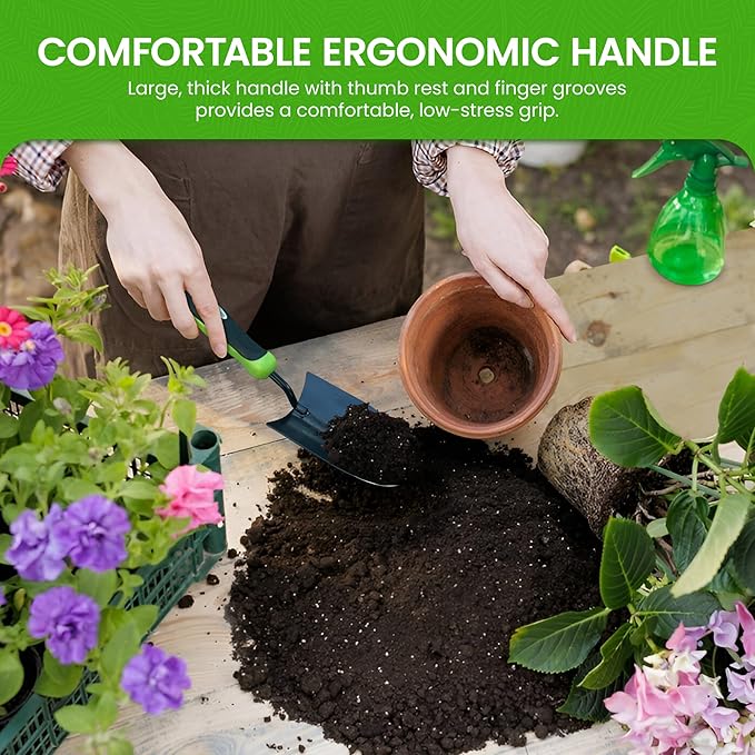 Garden Guru Heavy Duty Garden Trowel Hand Shovel for Gardening – Strong Carbon Steel Hand Trowel with Ergonomic Non-Slip Handle – Perfect for Digging, Planting, Transplanting, & Cutting Roots (4 Pack)