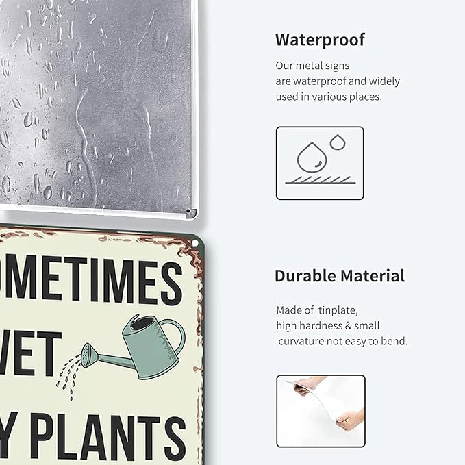 Funny Garden Gifts for Women Sometimes I Wet My Plants Tin Signs-Vintage Signs Metal Gifts for Plant Lovers,Outside Decorations for Yard for Home Garden Greenhouse 8X12inch