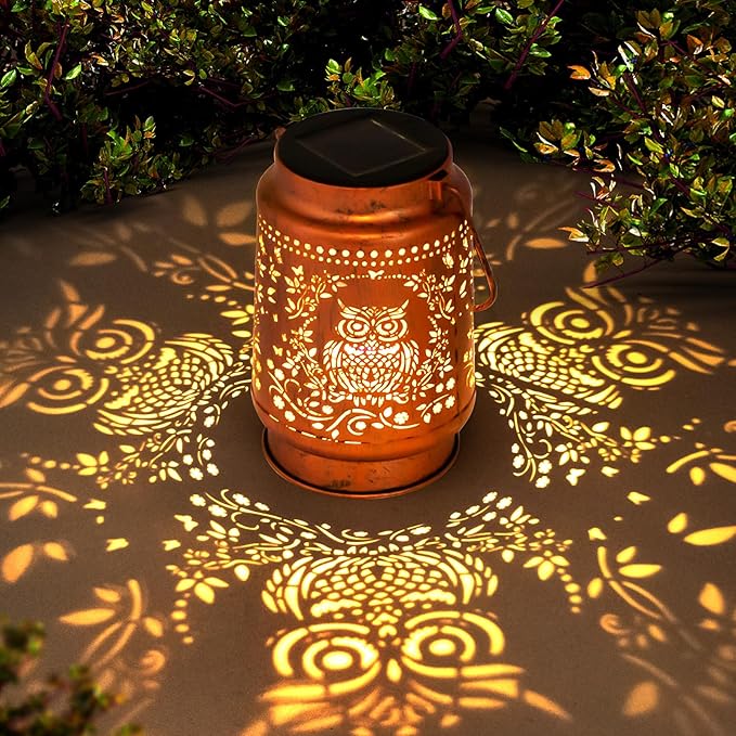 Solar Lanterns Outdoor Garden Decor,Birthday,Retirement Owl Gifts for Women, Mom, Grandma, Friend, Thanksgiving, Decorative Waterproof Hanging LED for Yard, Patio, Lawn, Landscape, Backyard