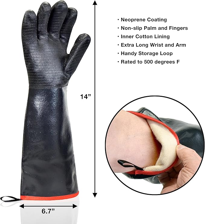 BBQ Grilling Gloves - 932 °F (18 inch) Black