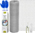 Chicken Wire Fencing, 16.5 Inch x 40 Feet Chicken Wire Mesh Roll for Garden Plants, 0.6 Inch Mesh Hexagonal Galvanized Metal Poultry Wire Netting for Chicken Coop Rabbit Dogs Barrier