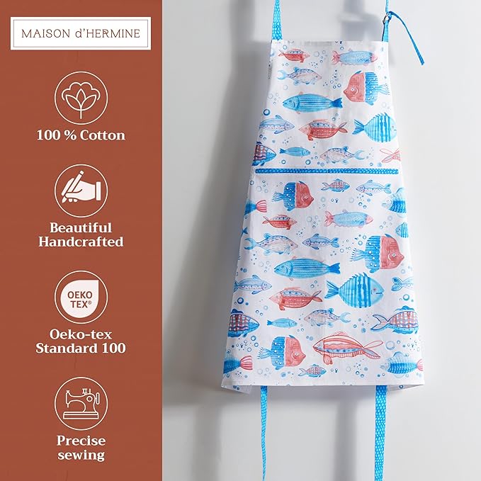 Maison d' Hermine 100% Cotton Apron for women with Pocket Kitchen Chef Apron for Men Cooking Easter Decorations