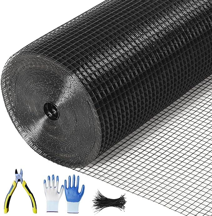 19 Gauge 1/2 Inch Hardware Cloth 72x100 Ft – Black Galvanized Steel Mesh | Chicken Wire Fence, Poultry Netting, Garden/Snake Protection & Tree Guard Rolled Fencing