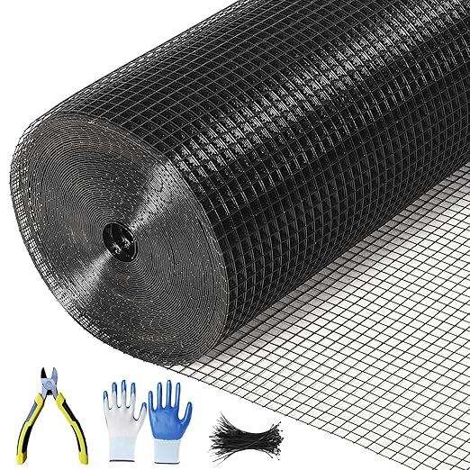 19 Gauge Hardware Cloth 1/2 Inch 72x100 Ft – Galvanized Steel Mesh | Black Chicken Wire Fence for Garden, Poultry Netting, Snake Fence & Tree Guard